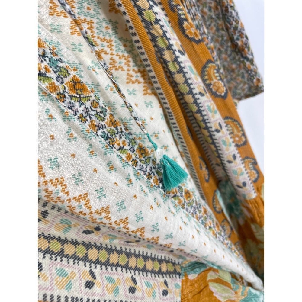 D'Ascoli Floral Paisley Maxi Dress Orange Blue Boho Resort Italian Summer Size S - Picture 11 of 14